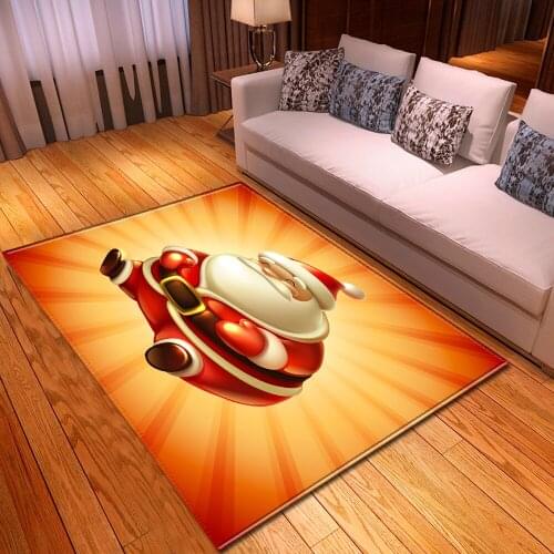 3D Christmas Santa Snow Slip Kitchen Restaurant Restaurant Fireplace Floor Mat Flannel Carpet Durable Christmas Home Decoration