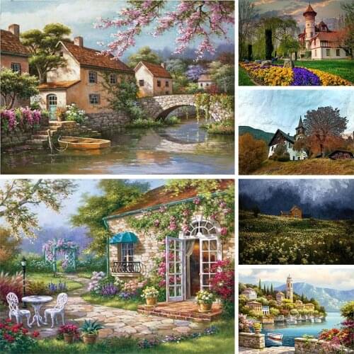 DIY Diamond Painting Dream Garden Landscape Mosaic Embroidery Cross Stitch Full Square/Round Drill Scenery Home Decor Art Gift