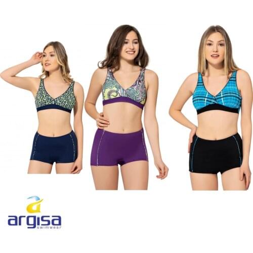 Argisa 5033 Shorts Patterned Double Breasted Plus Size Bikini Set 46-52 Turkey Womens Swimwear Fashion Biquini Beachwear Two Piece