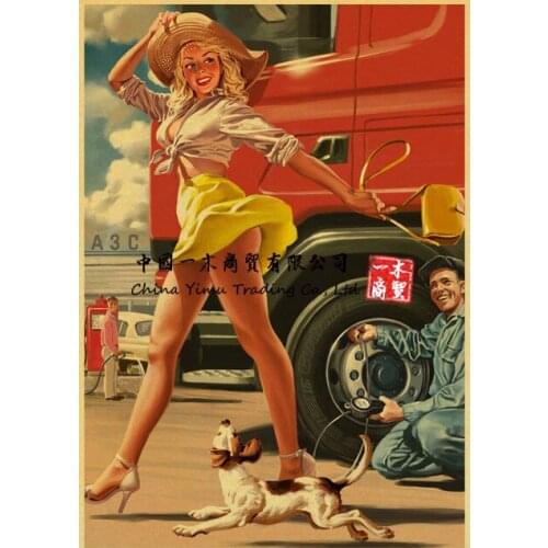 Car accessories World War Ii Sticker Sexy Girl Retro Poster Classic Print Canvas Painting Living Room Home Decoration
