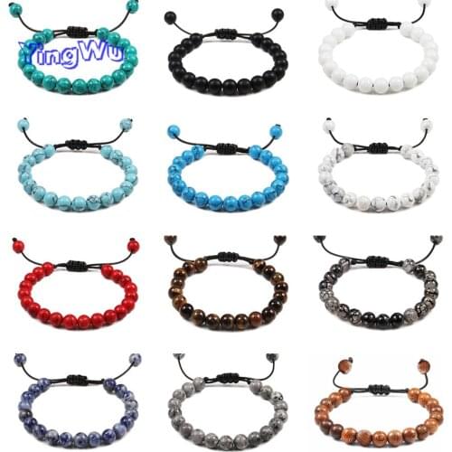 Beaded Bracelet 8mm Natural Tiger eye Lava Stone Handmade Braided Mens Bracelets for Women Adjustable Jewelry Best Friend Gifts