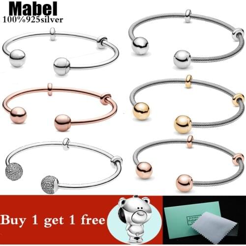 Hot Sale pando Bracelet Orginal 100% 925 Sterling Silver Snake Chain Bangle Fit Bead Charms DIY high quality Jewelry for Women