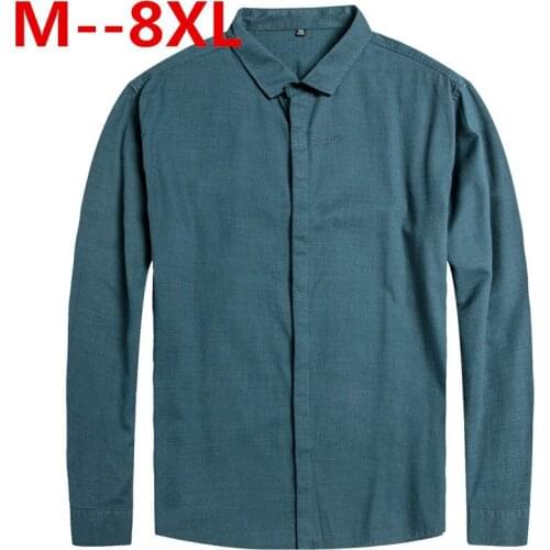 10XL 8XL 6XL 5XL 4XL Brand Fashion Male Shirt Long-Sleeves Tops Loose Casual Solid Color Mens Dress Shirts Slim Men Shirt
