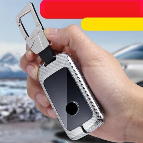 Carbon Fiber Alloy Car Key Case Cover Key Shell Protector For Mazda 3 Alexa CX4 CX5 CX8 2019 2020 3/4/5 Button Remote Key