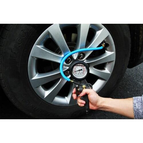 Tire pressure gauge tyre pressure monitor with tire exhaustion outgassing valve and air entrainment valve