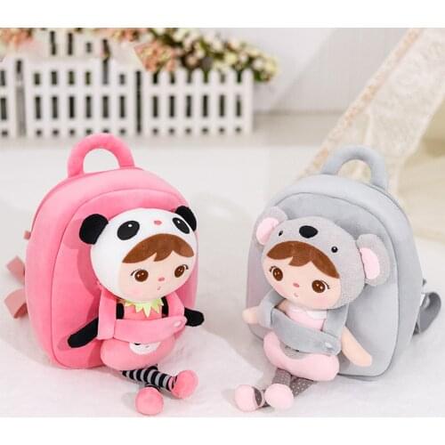 Children Cute Backpack Multipurpose Shoulder Bags Schoolbag with Detachable Panda/ Koala Doll Bookbags for Girls