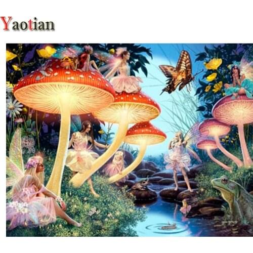 DIY 3D Diamond Embroidery Cartoon butterfly fairy mushroom 5D Cross Stitch Diamond Painting Rhinestone Full Diamond Mosaic Decor