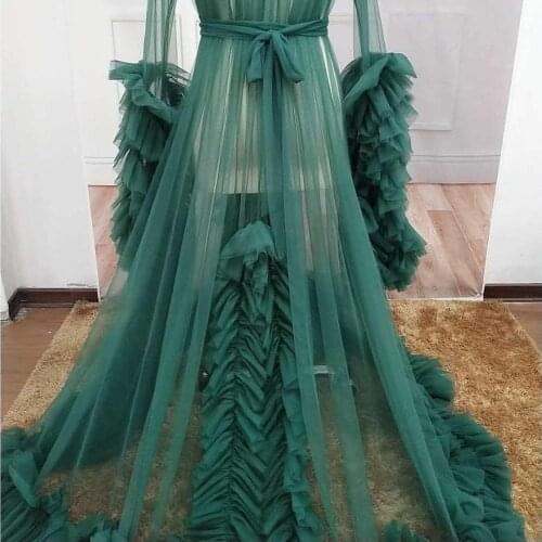 Robe Womens Sexy Bathgown Long Tulle Nightgown Bathrobe Sleepwear Bridal Pregnancy Photoshoot Dressing Gown