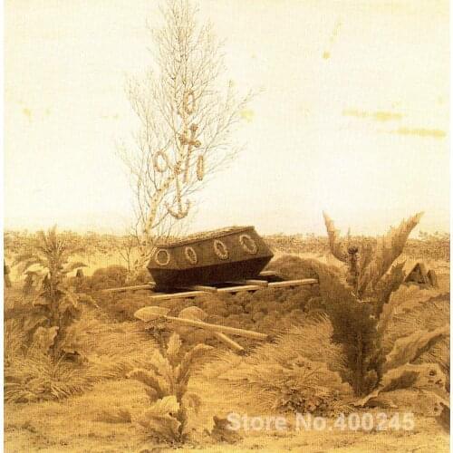 Art oil Painting photo to canvas Coffin and Grave by Caspar David Friedrich High quality Handmade