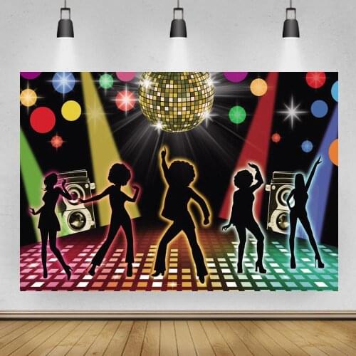 Club Disco Party Backdrop Neon Retro Style Lets Dance 80s Photo Background Party Banner Decoration Photography Backdrops