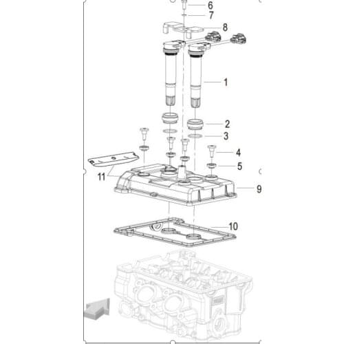Cylinder head cover page of Benelli 302G TNT 302R 300GS