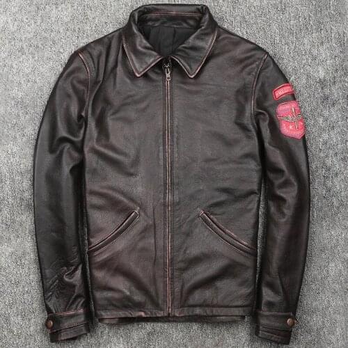 High Quality Air Force Man Genuine Leather Jackets European Imported Mens Streetwear Bomber Cow Leather Coats Men Brand Clothing