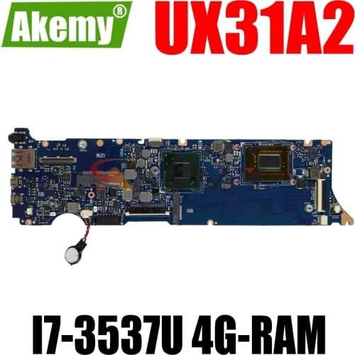 AKEMY UX31A2 Laptop Motherboard For ASUS UX31A Original Mainboard 4G-RAM I7-3537U REV4.1