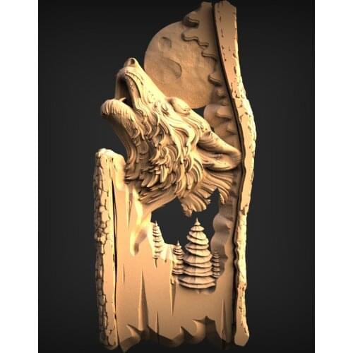 Animal wolf 3D STL Model for CNC Router Carving Machine Artcam aspire_Animal decoration