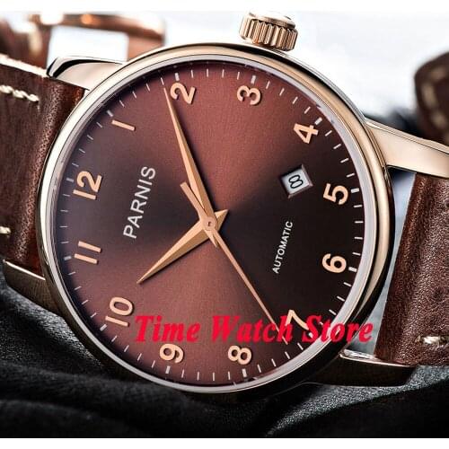 Parnis 38mm Miyota 821A 21 jewels Rose Gold case sapphire glass Automatic movement Mens watch men 824