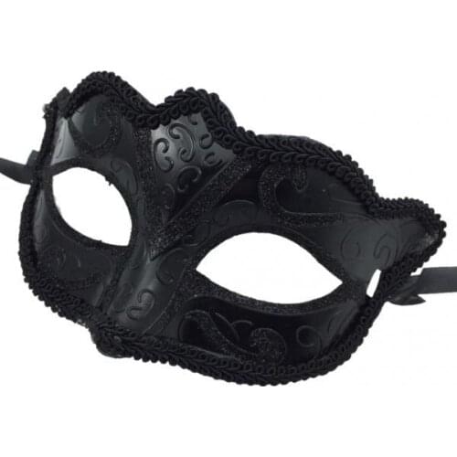 2Pcs Men Ladies Party Black Mask Mardi Gras Masquerade Ball Carnival Fancy Costume