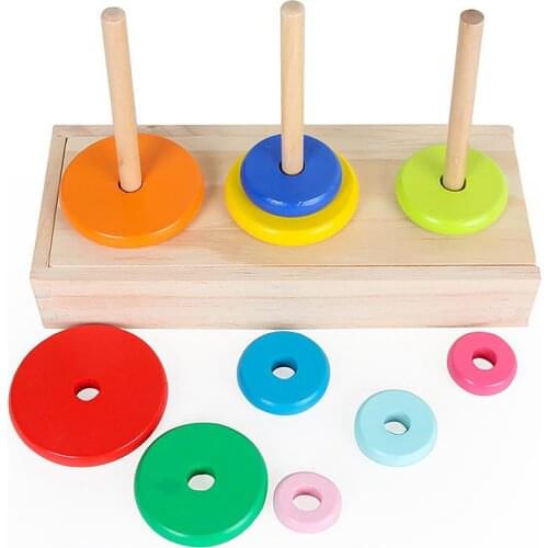 Montessori Baby Building Blocks Set Kids Wooden Rainbow Bricks Toys Fun Puzzle Stackable Building Bricks Educational Toy