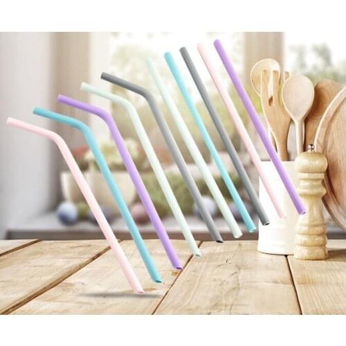 Hot 1000pcs/lot Reusable Silicone Drinking Straws Set, Extra Long Flexible Straws for 20 oz Tumbler Bar Party Straws
