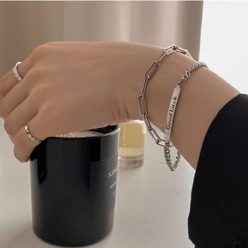 2021 New Trendy Cuban Chain Men Bracelet Classic Multilayer Silver Color Street Puck Chain Bracelet For Men Women Jewelry Gif