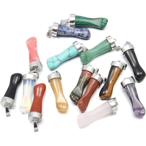 Natural Semi-precious Stone Pendants Charms Agates Turquoises Pendant For Jewelry Making DIY Fit Necklace Earring Size 13x14mm