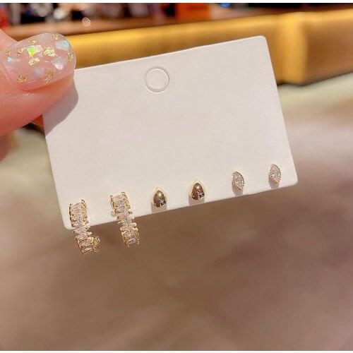 925 Sterling Silver Stud Earrings Set for Women Dainty 6-piece Waterdrop Small Earrings Set Summer Jewelry