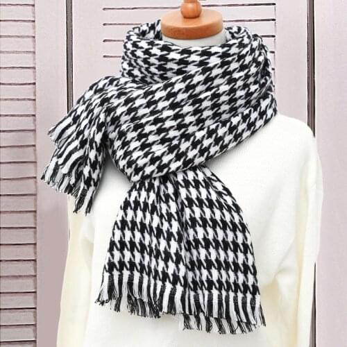 Gray Plaid Cashmere Scarf Tassel Faux Cashmere Winter Tippet Scarves Design Femme Shawl Female Wrap Ladies Scarf Plaid Pashmina