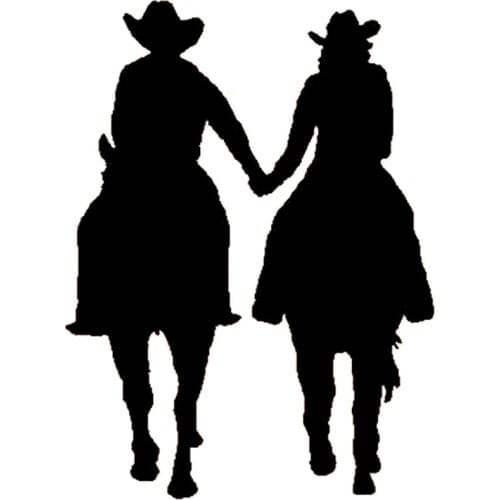 11cm*15cm Man & Woman Riding A Horse Funny Vinyl Car Sticker Motorcycle Decal Black/Silver S6-2832