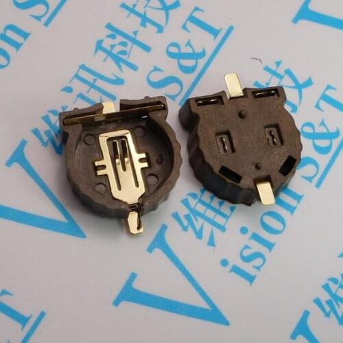 50pcs connector for 1220 battery holder cr-1220 gold plated cr1220 button battery two foot patch green connector