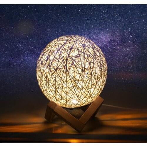 LED small wood cane twine Table Lamps Wicker lamp creative starry night table lamp bedside lamp romantic girl gift lamp