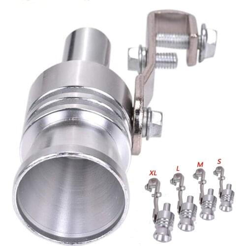 Uinversal Motorbike Car Exhaust Fake Turbo Whistle Pipe Sound Muffler Blow Off Valve Universal Simulator Whistler Silver