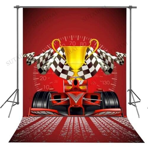 Baby Boy Birthday Party Decor Backdrops Racing Car Banner Vinyl Background Photophone Photograohy Photos for Video Shoots