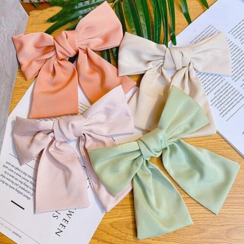 2021 New Arrival Satin Fabric Big Hair Bows Headband Hairpin For Women Girl Fashion Barrette Hairclip Headwear Hair Accessories