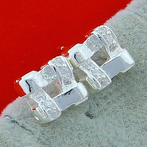 High Quality 925 Sterling Silver Square Stud Earrings Clear CZ Woman Brand New Jewelry Pure Fashion Gift