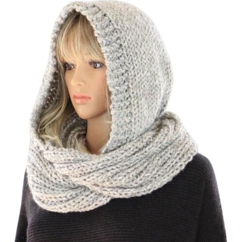 Women Knit Scraf Warm Soft Autumn Winter Women Solid Color Warm Knit Scraf Woolen Yarn Hood Cap Neck Wrap shawls headband 2020