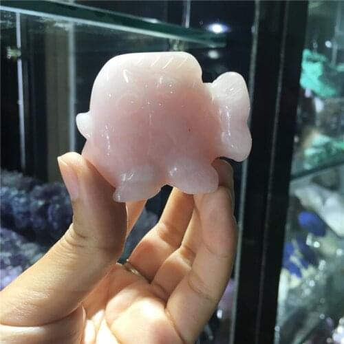 1pcs natural stones and minerals pink rose crystal hand carving fish figurine as gifts for home decoration wholesale