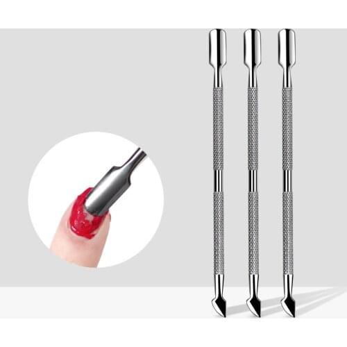 1Pcs Nail Cuticle Dead Skin Pusher Silver Durable DIY Trimmer Manicure Pedicure Spoon UV Gel Polish Remover Triangle Rod Pusher