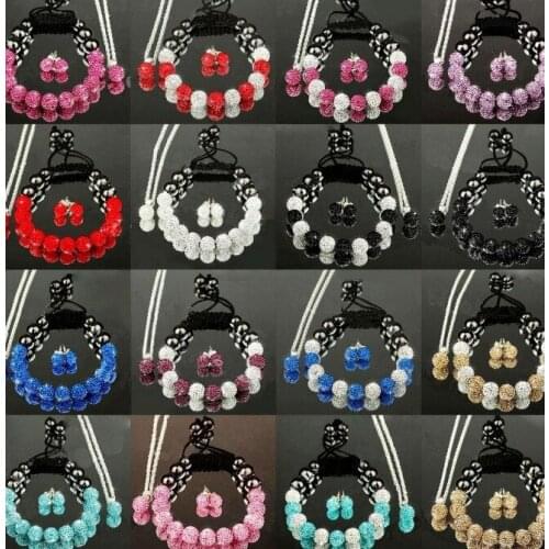 10mm free shipping mixed AB clay disco Crystal crystal set Bracelet earring necklace Jewelry best Bangles women wedding uguy54