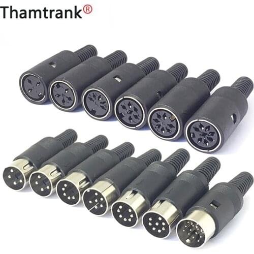 10PCS DIN Connector Male/Female DIN Plug Jack Socket Connector 3/4/5/6/7/8/9/13 PIN Chassis Cable Mount With Plastic Handle