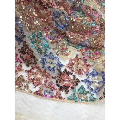 2020 African Net Lace Fabric, High Quality Elegant Sequins Nigerian Wedding Lace Fabrics 5Yards Sequins French Tulle lace XX3311