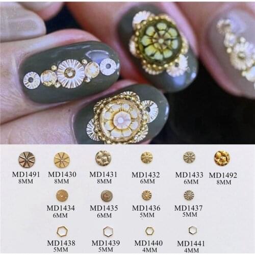 500pcs/lot Screw Thread Round Hollow Hexagon Metal Studs Rivets Nail Art Decorations Supplies Nails Accesorios Jewelry Charms