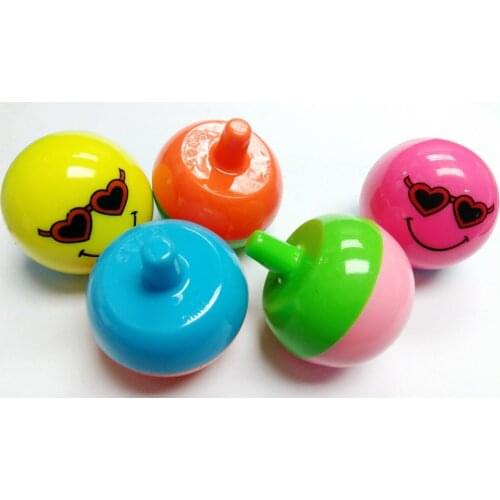 6 pc large size dia 48mm smile happy face spin tops novelty birthday party favors gift toy prize Pinata Bag Filler Loot Gag