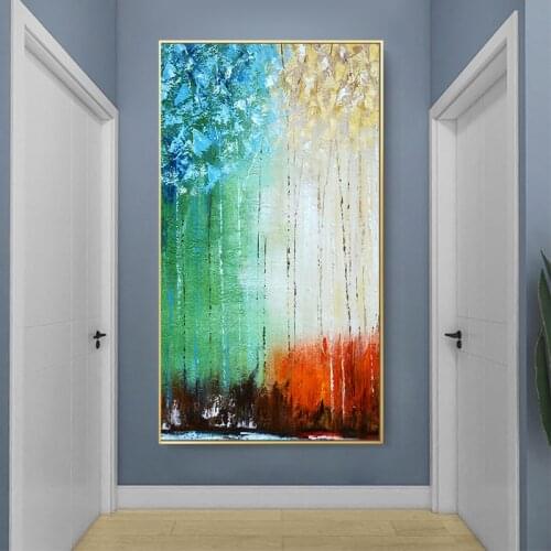 Abstract Four Seasons Color Oil Painting on Canvas Posters and Prints Scandinavian Wall Art Picture for Entrance Cuadros Decor