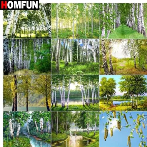 HOMFUN Full diamond Painting "Lake tree sky" Resin Drill Embroidery 5D Diy Diamond Painting Handmade Cross Stitch gift