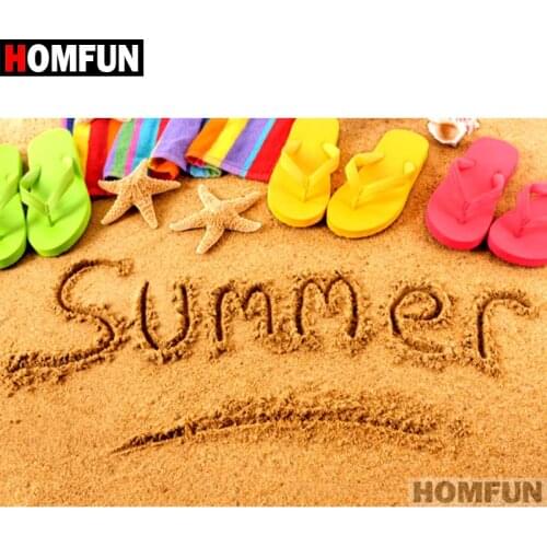 HOMFUN Full Square/Round Drill 5D DIY Diamond Painting "Summer beach" Embroidery Cross Stitch 5D Home Decor Gift A07288