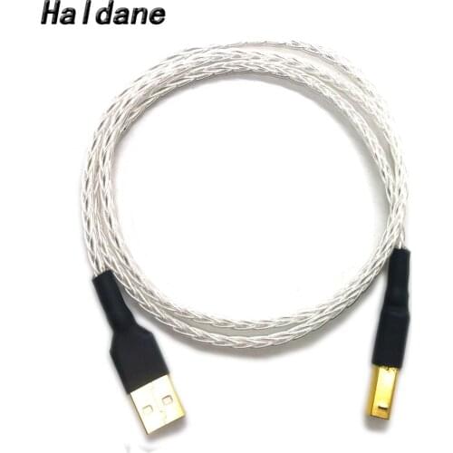 Free Shipping Haldane 8 cores Twist 7N OCC silver plated braid USB 2.0 Type A to B Male interconnect cable for connect cable