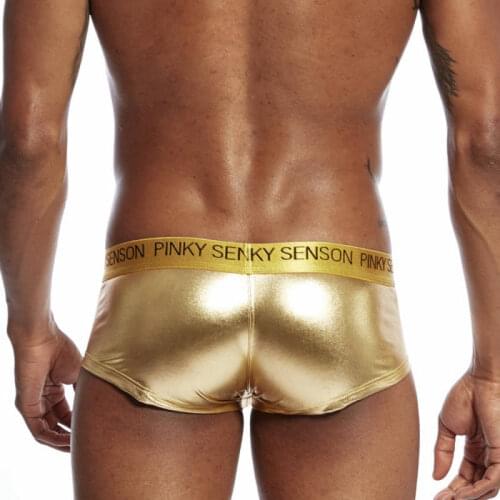 Shiny Boxershorts Mens Sexy Wet Look Underwear Boxers Faux Leather Shorts Pants Males Underpants Ropa Interior Hombre Cuecas Neu