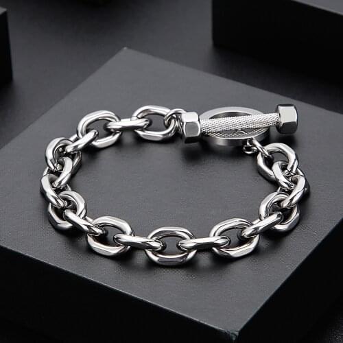 HaoYi Vintage Tri-color 10mm Curb Cuban Chain Mens Stainless Steel Bracelets on Hand