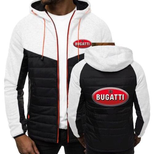 Bugatti Logo 2021 New Hoody Spliced Jacket Men Spring And Autumn Hoodies Casual Coat Hooded Fleece Sport Zipper Tops