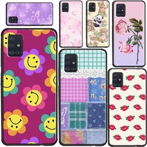 Safari Babies Sparkly Heart Patchwork Cover For Samsung A52 A72 A12 A32 A42 A51 A71 A41 A31 A11 A21S A20e A50 A70 A40 A20S Case