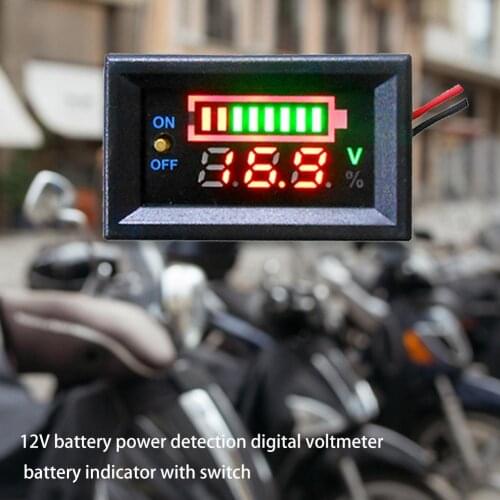 12V Dual Display Power Car Battery Power Detection Digital Voltmeter Battery Indicator With Switch